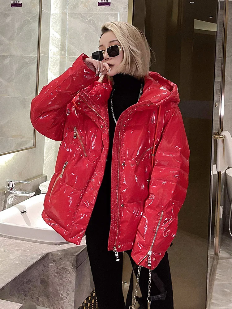 Пуховик женский зимний с воротником-стойкой 90% пуха белой утки