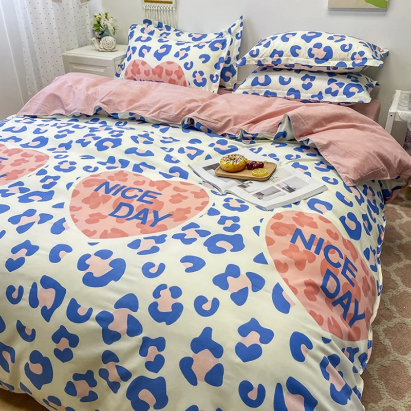 

Bedding Set Sheet Quilt Cover Pillowcase Single Bed Double Bed Quilt Cover Washed Cotton Sheet Duvet Cover 220*240cm