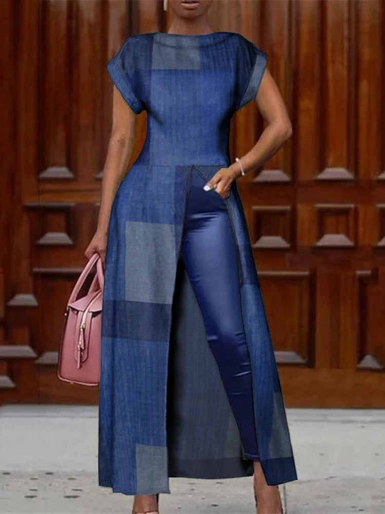 VONDA Elegant Party Shirts Women's Tunic Sexy Round Neck Patchwork Printed Tops 2022 Summer Office Ladies  Blouse Casual Blusas