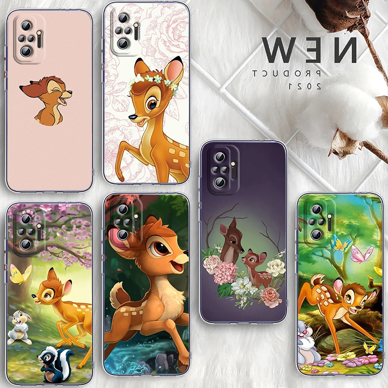 

Disney Bambi Cartoon Phone Case For Xiaomi Redmi Note 12 11E 11S 11 11T 10 10S 9 9T 9S 8T 8 Pro Plus 5G Transparent Soft