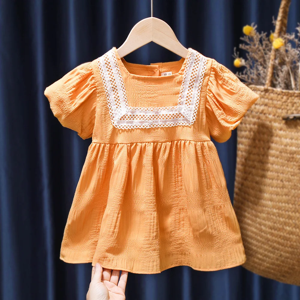 

TILAMEHO Summer New Baby Girls Dress Princess Lace Party Girl Costumn Short-sleeved 2022 Children Kids Sweet Clothes 1 - 6 Years