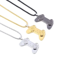 punk style game machine handle pendants necklaces hip hop sweater play game controller keyrings for womenmen jewelry