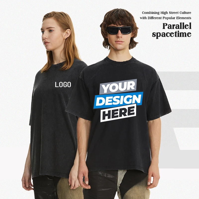 Бесплатный индивидуальный логотип тяжелые футболки из 100% хлопка 260 г/м2 хлопковые