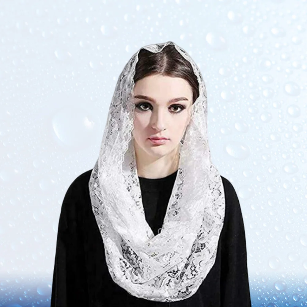 

Catholicism Lace Veil Women Scarf Veil Creative Neckerchief Head Covering Mass Scarf White Veu church ccb