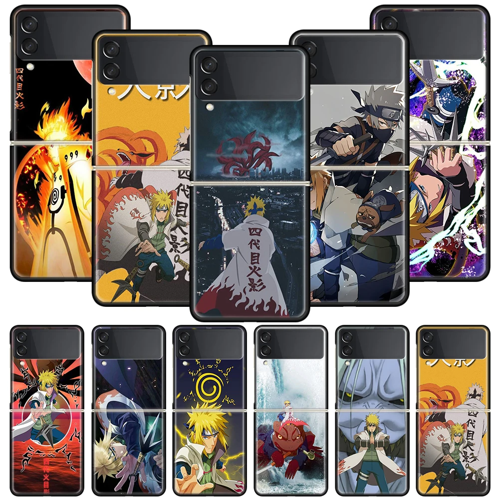 

Naruto Namikaze Minato Funda Phone Case For Samsung Galaxy Z Flip 3 5G Luxury ZFlip3 Black PC Hard Shockproof Back Cover Coque C