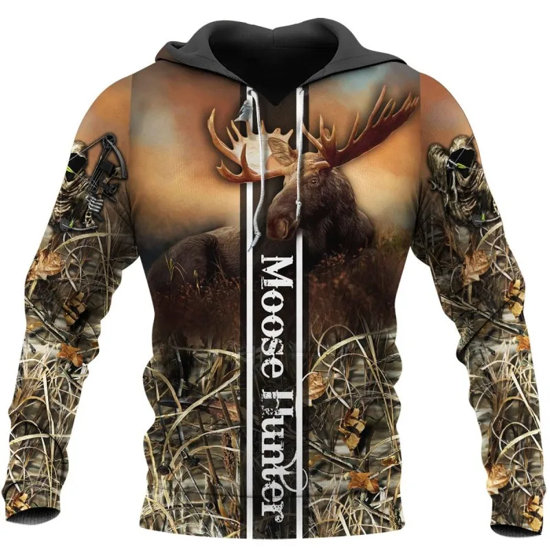

Fashion Elk Hunter Art 3D Print Hoodie Casual Element Zipper Hoodie Autumn Winter Long Sleeve Sweatshirt