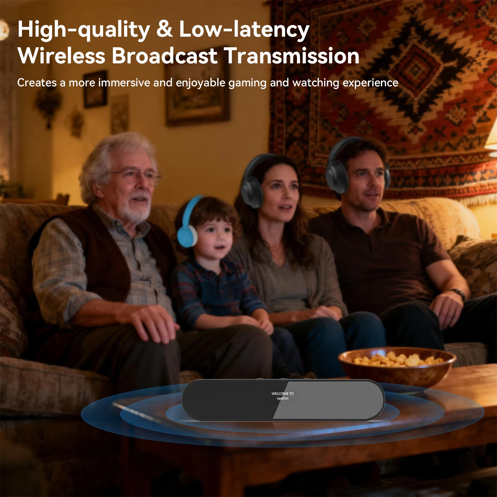 Фото QCC3086 Bluetooth 5.4 Аудиопередатчик aptX Adaptive LC3 Auracast Dual Classic Bluetooth OLED с дальностью действия 20 м, AUX, оптический, USB-C №4