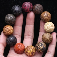 natural multicolor wooden bracelet mens 20mm elastic bracelet wooden bead lucky sculpture mythical animal