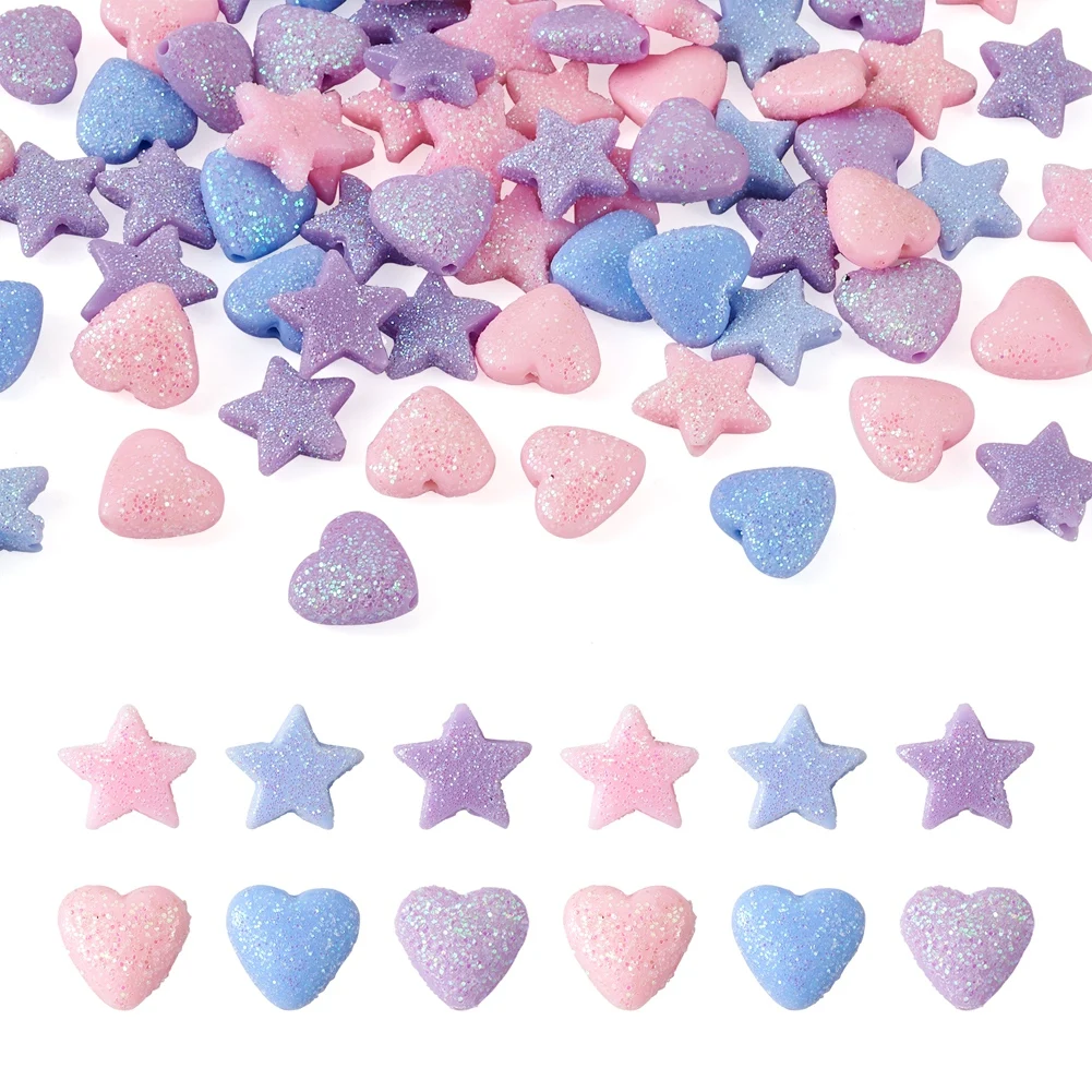 

Pandahall 120Pcs Mixed Color Heart Star Opaque Acrylic Beads Spacer Beads Loose Beads For Necklace Bracelet Jewelry Making Gift