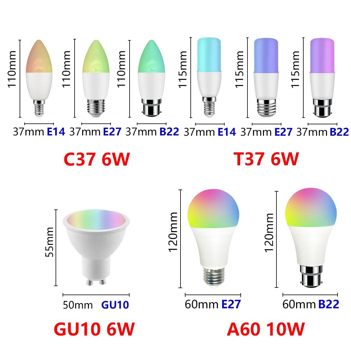 Умная Светодиодная лампа GU10 E27 E14 IoT с Wi-Fi Rgb голосовым управлением работает Google Home