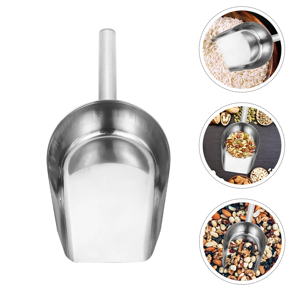 

Scoop Ice Flour Scoops Metal Candy Stainless Steel Sugar Cube Coffee Grain Measuring Cup Bottom Canisters Scooper Round Kitchen