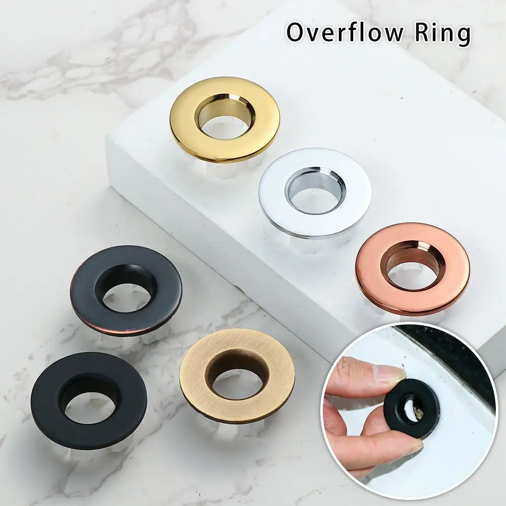 

Hollow Faucet Round Ring Tub Drain Stopper Overflow Covers Trim Ring Cap Basin Insert Replacement Sink Hole Cover