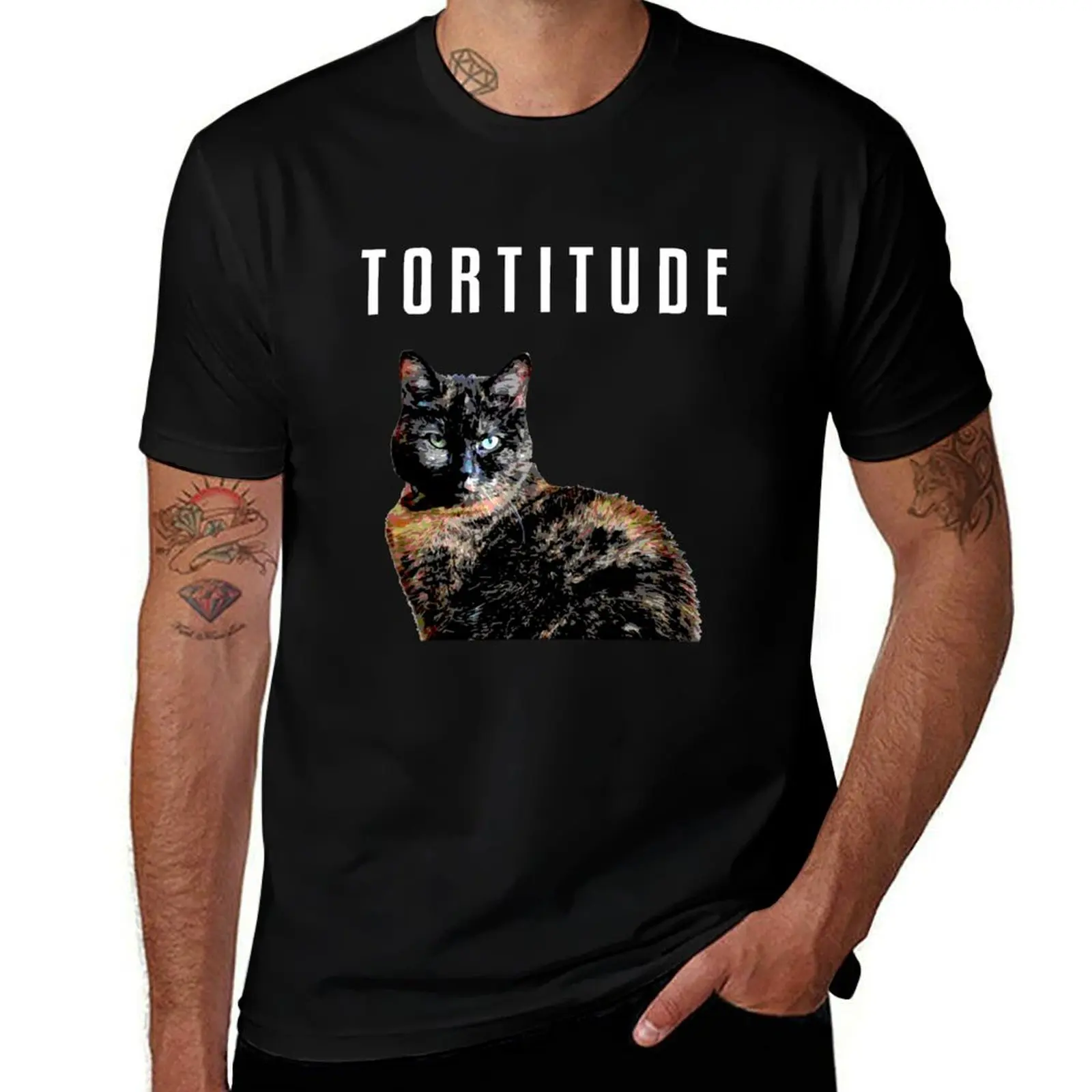 Фото Футболка Torti Cat Tortitude, повседневный минималистичный топ с короткими рукавами №1