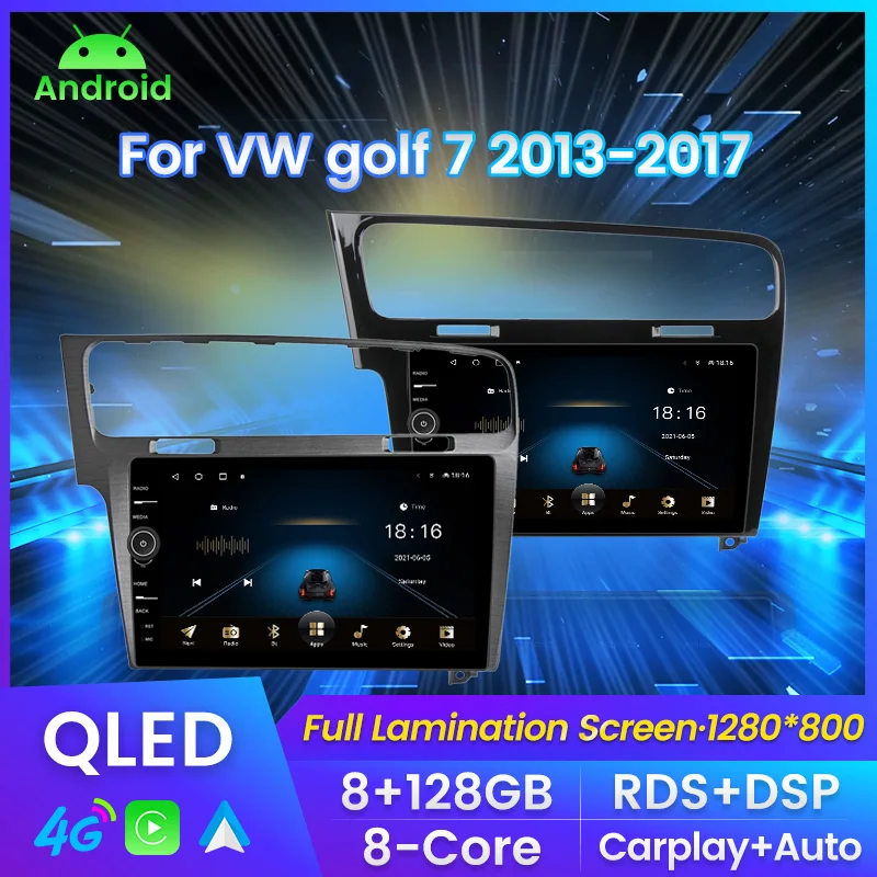 

MLOVELIN QLED 8 + 128G Andorid11 для Volkswagen Golf 7 MK7 2013-2017 Автомагнитола мультимедийный видеоплеер навигация GPS 2din Carplay