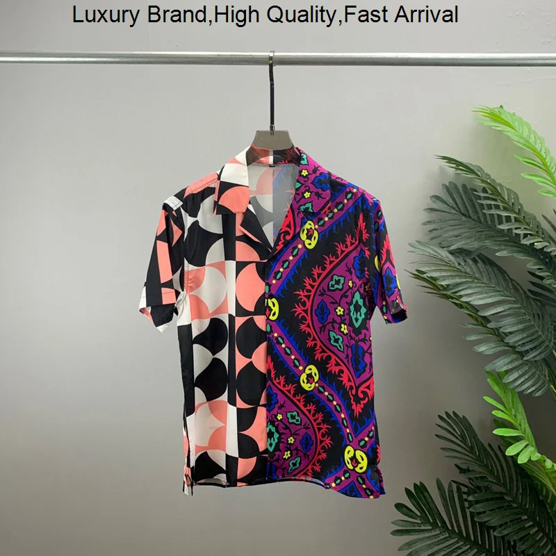 

Geometric Print Beach Summer T-shirt Men Hawaiian Shirts Streetwear Hip Hop Harajuku Casual Tropical Holiday Tops