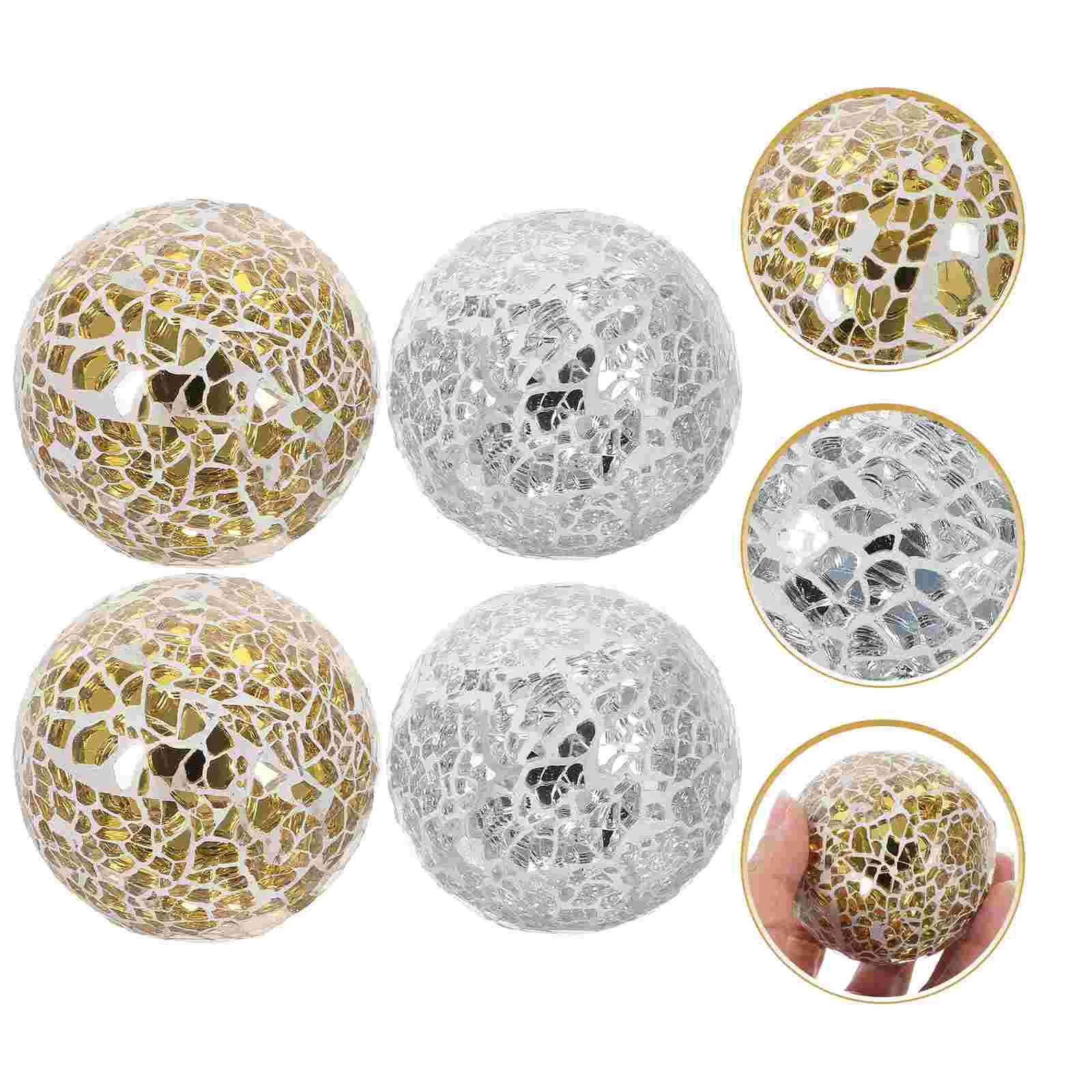 

4 Pcs Mosaic Ball Home Decor Table Sphere Ornament Filler Foam Household Accessories Decors