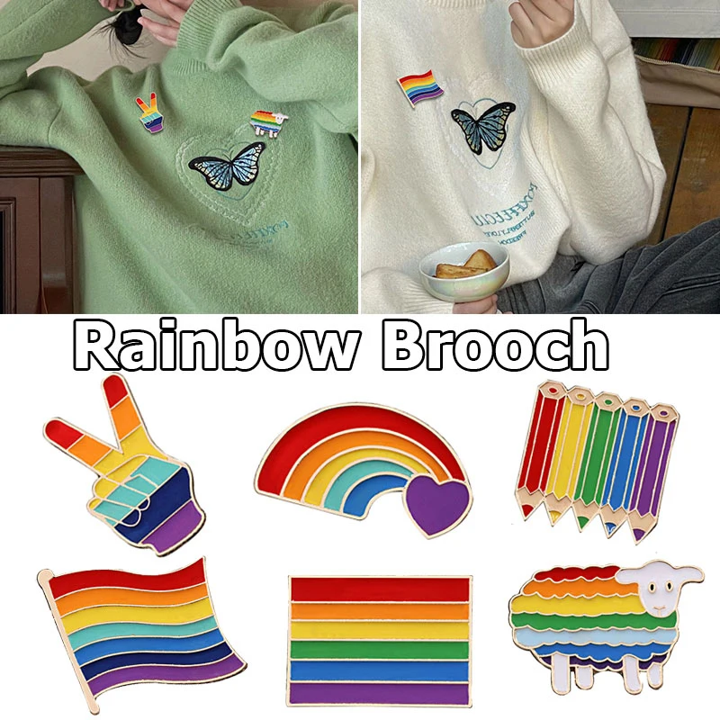 

Creative Design Rainbow Yeh Finger Pin Brooch Metal Pins Badge Denim Clothes Bag Lapel Enamel Pin Chest Brooch Jewelry Gift