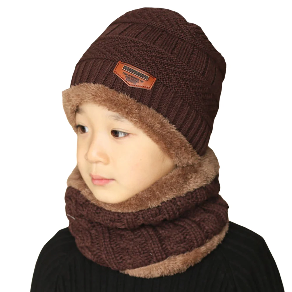 

Outdoor Warm Hiking Caps Scarf Set Baby Boys Beanie Knitted Warm Caps Hat Children Girls Camping Hiking Caps Scarves