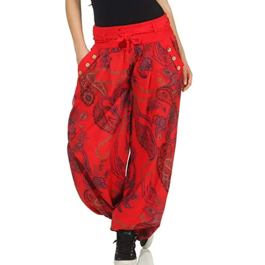 

Casual Chic Bohemian Paisley Low Waist Pockets Trousers Trendy Women Trousers Printed for Gathering
