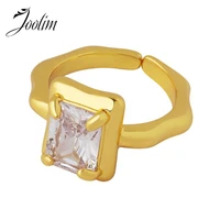 joolim high end fashion light luxury royal copper inlaid zircon adjustable rings trendy for women