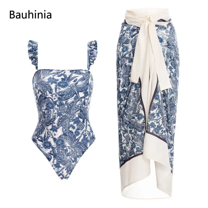 

Слитный купальник Bauhinia, Женские французские Ретро Купальники 2023, боди пуш-ап, купальный костюм, монокини, слитные костюмы