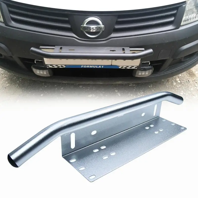 Универсальная рамка номерного знака для передней части автомобиля с креплением для бампера с подсветкой, цвета черный серебристый.