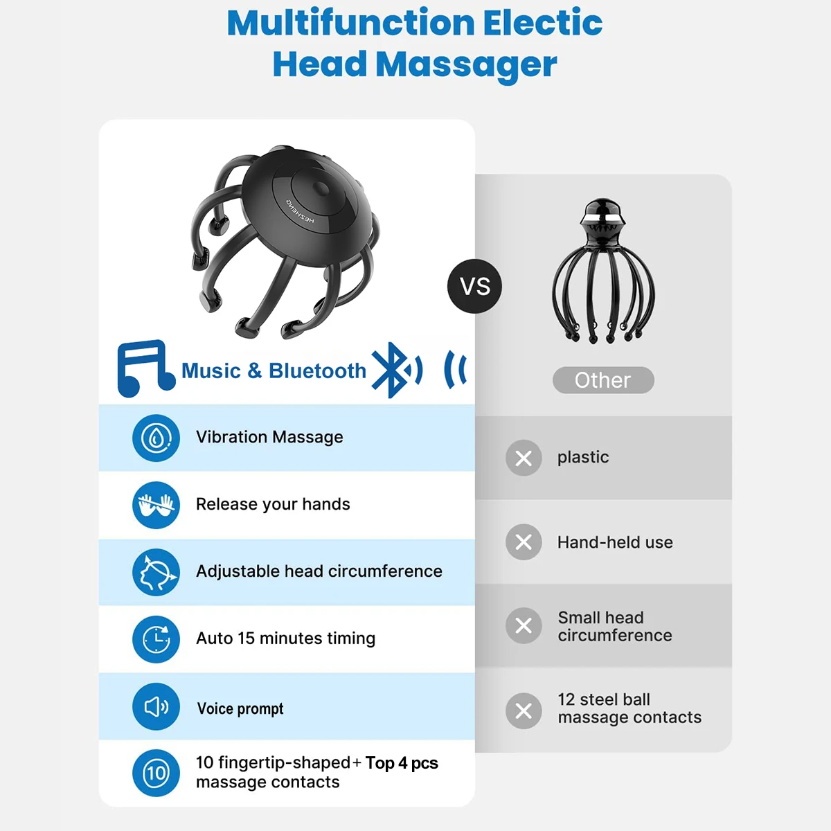 Электрический массажер для головы перезаряжаемая чесалка умный Bluetooth-массажер