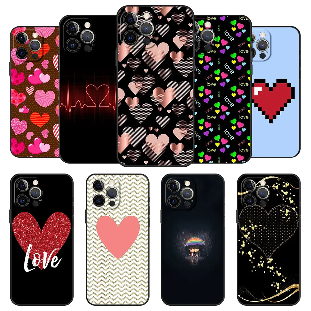 

Silicone Phone Animal Cute Love Heart Celular Case Funda for iPhone 8 Plus XS 11 12 13 Pro Max SE 7 XR 8p 6 13pro 7p iPhone