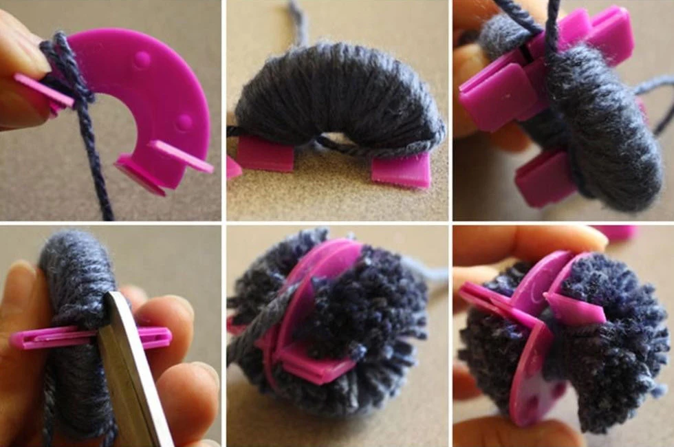 Как сделать понпоно из ниток. Помпончики из пряжи. Изготовление помпона. Помпон из пряжи. Помпоны из ниток для вязания приспособление.