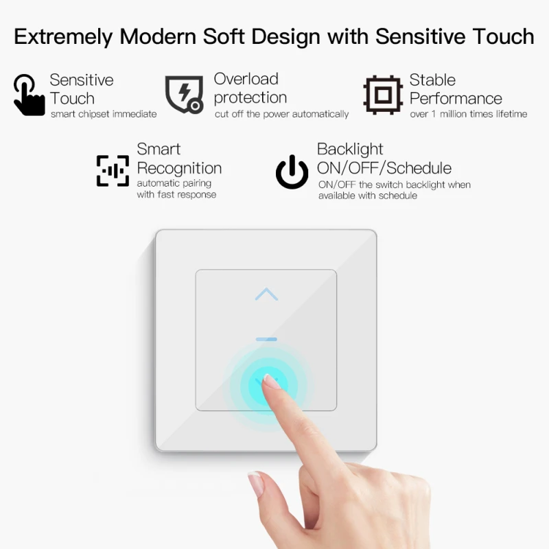 Aubess WiFi Smart Curtain Switch Touch Design For Motorized Curtains And Roller Blinds Work With Tuya SmartLife App Alexa Google |