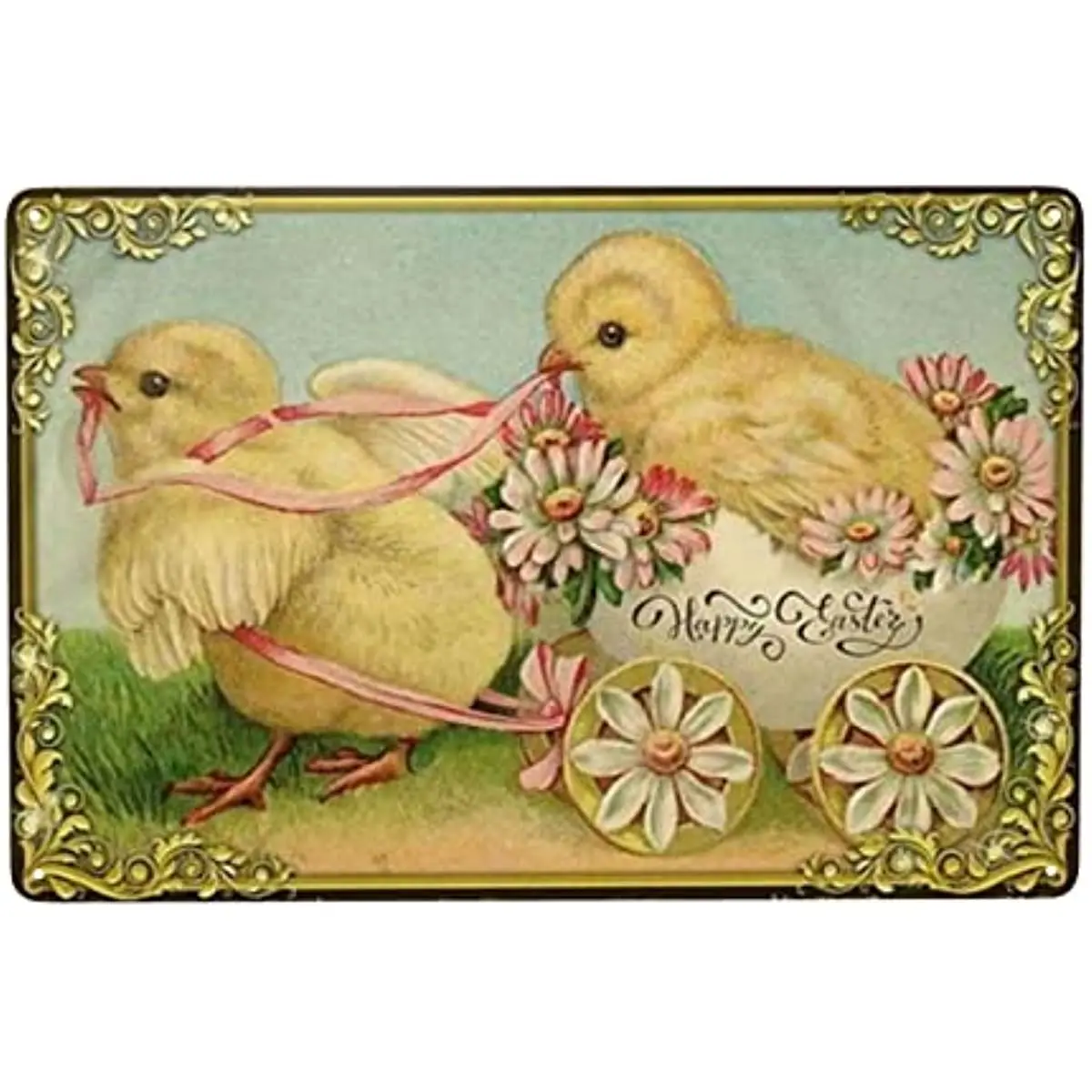 

New Funny Easter Bunny Happy Easter Great Chicken Aluminum Weatherproof Metal Sign Custom Personalized Tin Sign Wall Decor