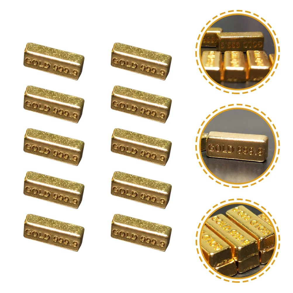 

10pcs Mini Gold Bullion Model Dollhouse Mini Fake Gold Brick Miniature Gold Bar