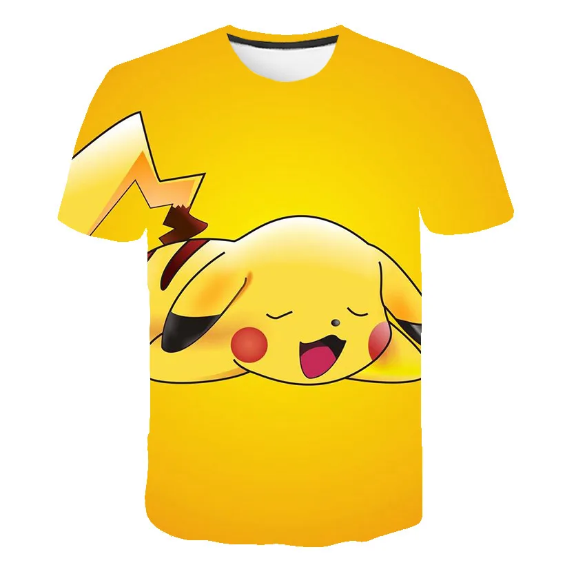

girls Boy Summer Pokemon T-Shirts Children Cartoon Animation 3D Print Cartoon Pokemon Hip Hop Tee Tops Fashion 4-14 year Clothes
