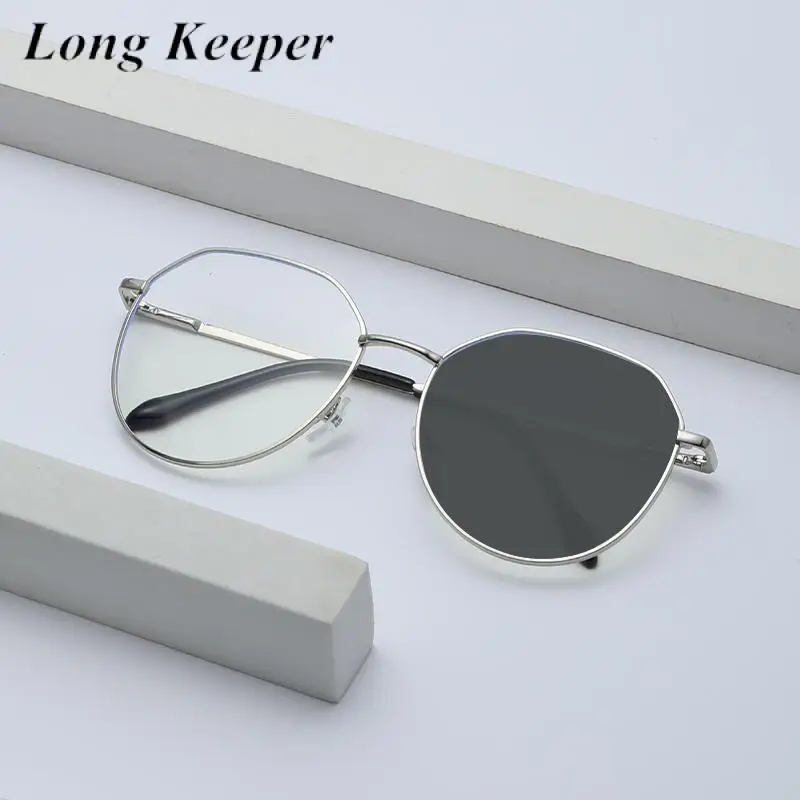 

New Round Photochromic Grey Anti Blue Ray Glasses Women Sunglasses 2022 New Men's Blue Rays Blocking Eyeglass for Computer