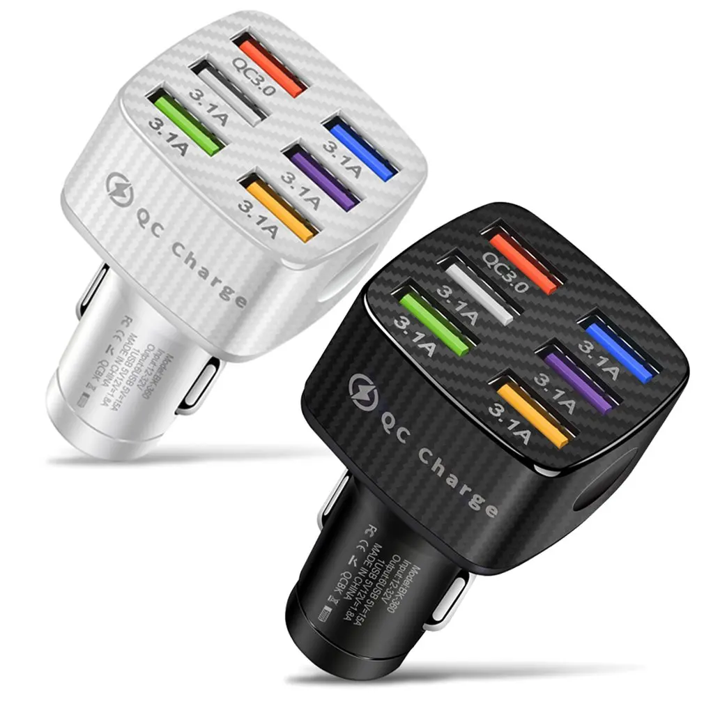 6 портов USB автомобильная зарядка 15 Вт быстрая 2A Быстрая для iPhone 11 Xiaomi Huawei Зарядка