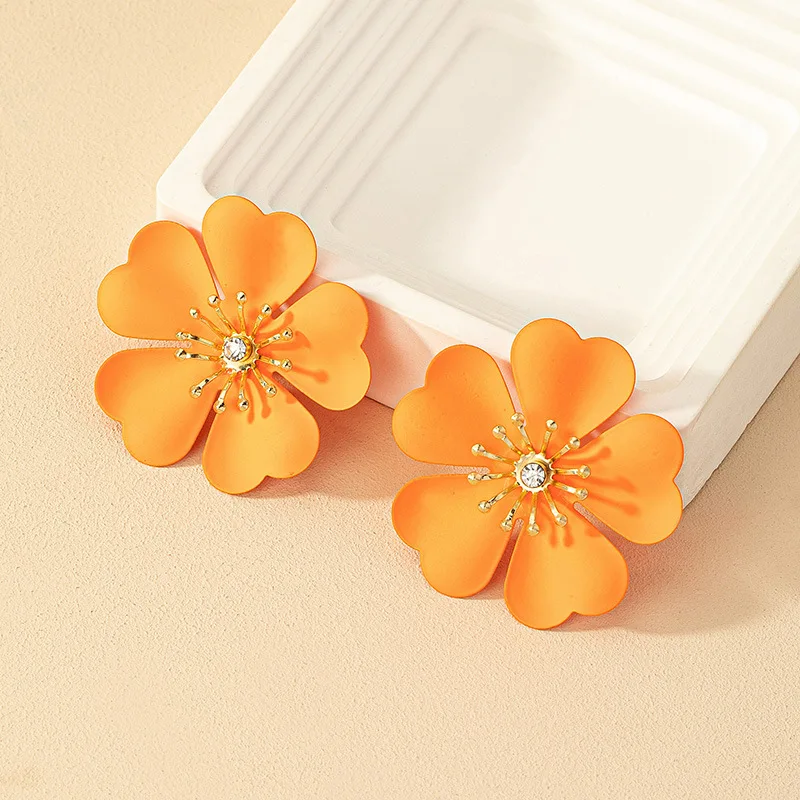 Увеличенные богемные серьги-гвоздики в форме цветка для женщин праздничная