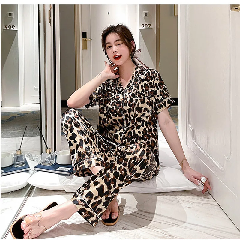 

M-7XL Silk Satin Pijama Women Summer Pajamas Set Comfortable Short Sleeve Casual Homewear Pyjamas Femme Pyjama Sets Sleepwear