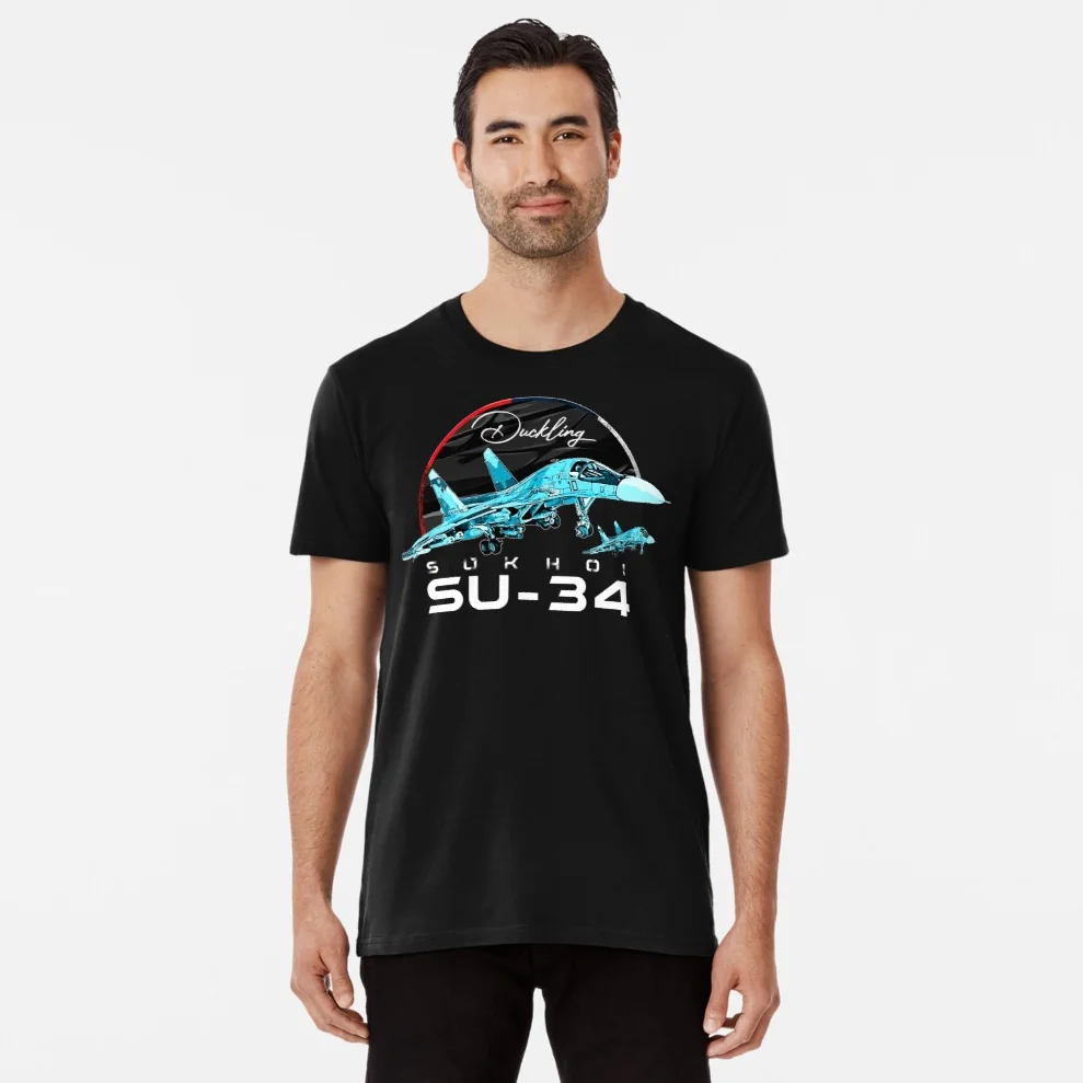 

Russian Sukhoi SU-34 Fighter-bomber Strike Aircraft T Shirt. New 100% Cotton Short Sleeve O-Neck Casual Mens T-shirts Size S-3XL