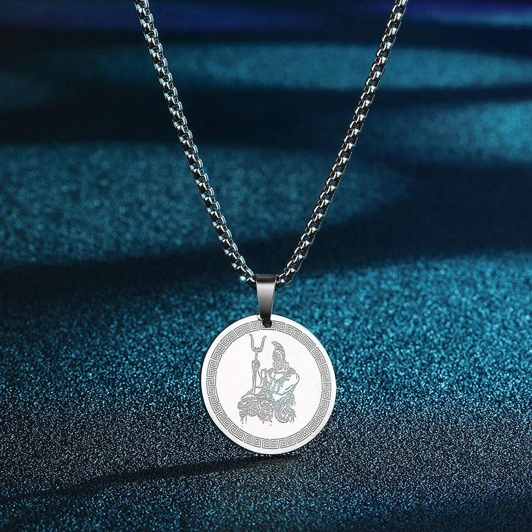 Cxwind 2022New Apr Stainless Steel Underworld Greek chthonic Gods - Hades and Cerberus Medallion Pendant Gold Plated Necklace купить по