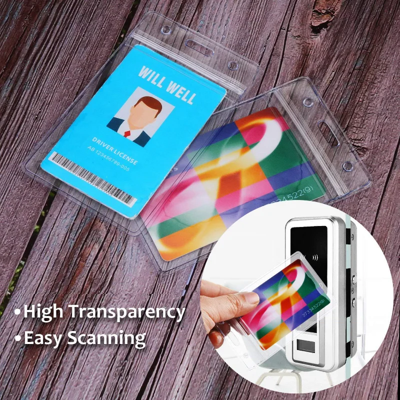 10Pcs/set Vertical Horizontal Transparent Plastic Clears ID Card Bag Case Badge Holder Accessories images - 6