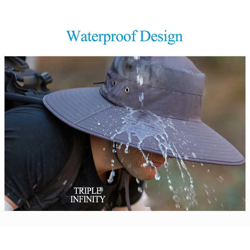 Шляпа мужская с широкими полями быстросохнущая солнцезащитная дышащая для