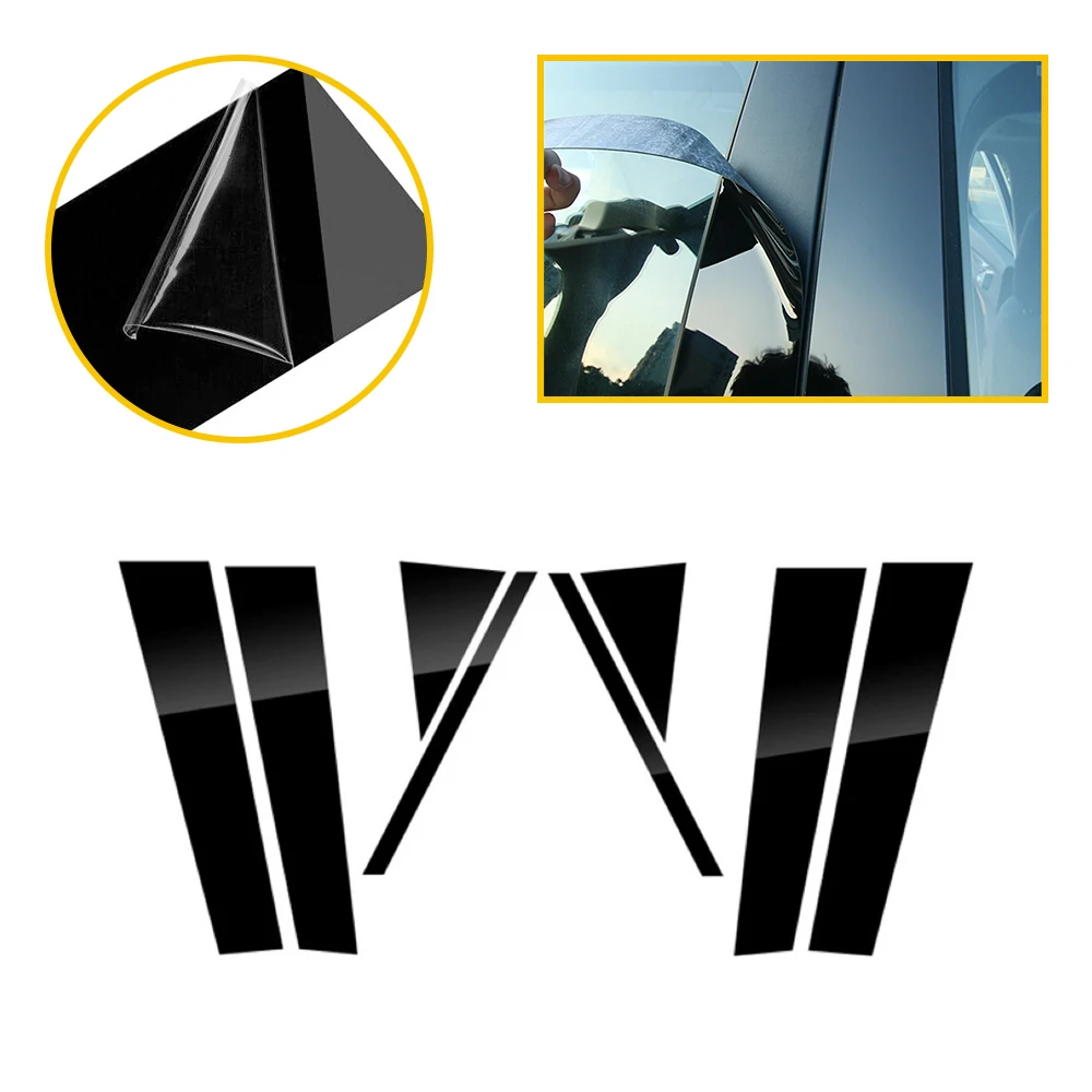 

8Pcs Black Car Door Window Column BC Pillar Post Cover Trim PC Sticker For Volkswagen VW Polo MK6 2019 2020 Accessories