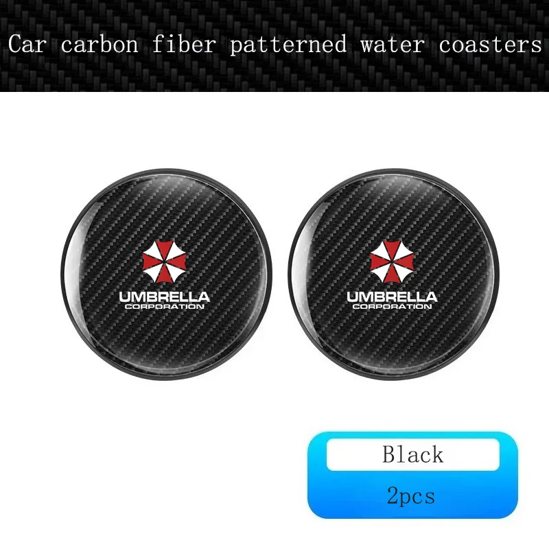 

2 шт. автомобильные подставки из углеродного волокна, нескользящая подставка, коврик для чашки с водой, коврик для напитков для Umbrella Corporation, автомобильные аксессуары