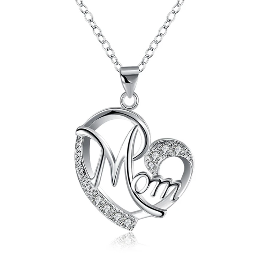 

MOM 925 Sterling Silver Necklace Zircon Crystal Mom Pendant Necklace Is A Gift For Woman Jewelry