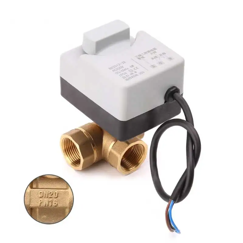 

AC220V 3-way electric motorized ball valve three wires two controls for air conditioning