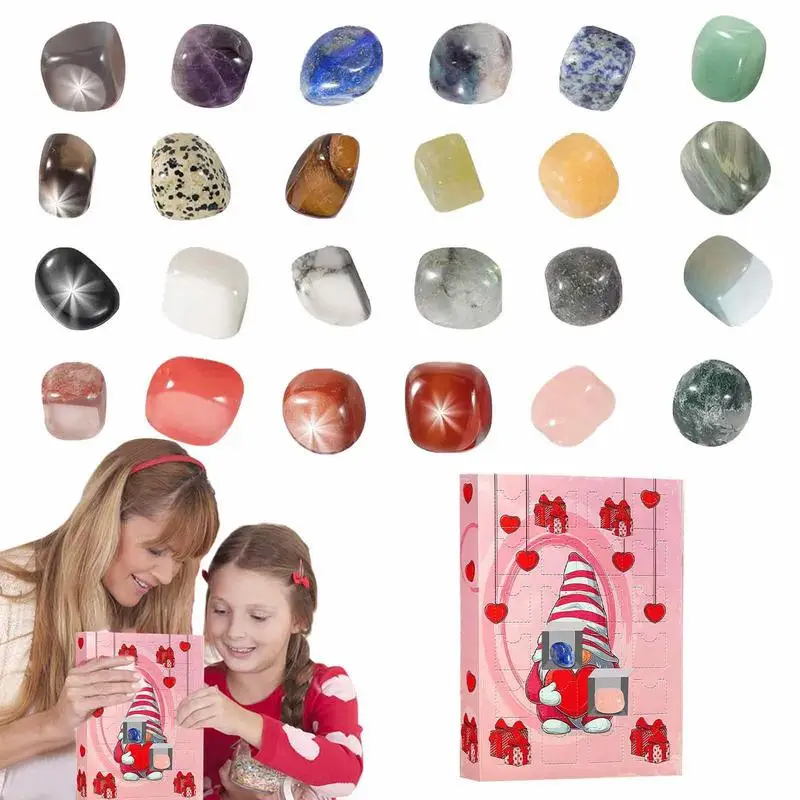 

24Pcs Natural Ore Gemstone Minerals Random Box Complete Rock Collection Xmas Countdown Calendar Decor Gifts For Valentine's Day