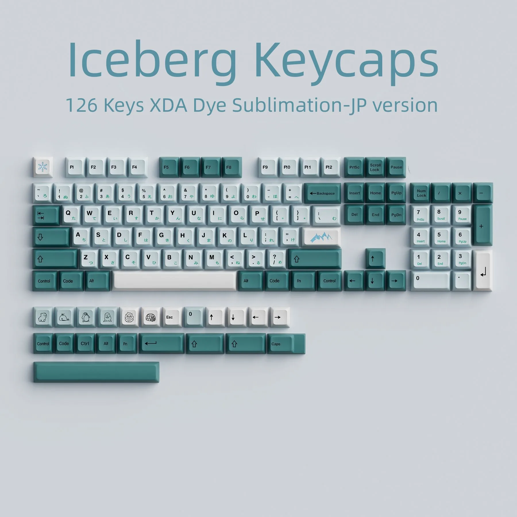 

126 Keys PBT Keycaps XDA Profile Iceberg DYE-SUB English Japanese Personalized For Cherry MX Switch GK61 Mechanical Keyboard