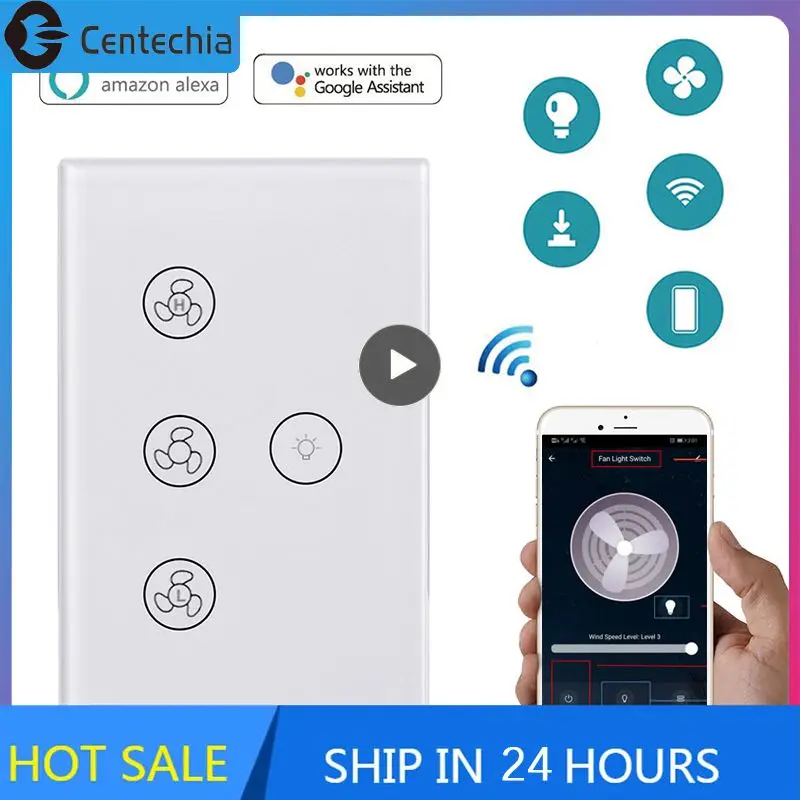 

Tuya Fan Lamp Switch Wifi Ceiling Fan Speed Controller Light Switch On/off Tuya Smart Life APP Remote Alexa Google Voice Control