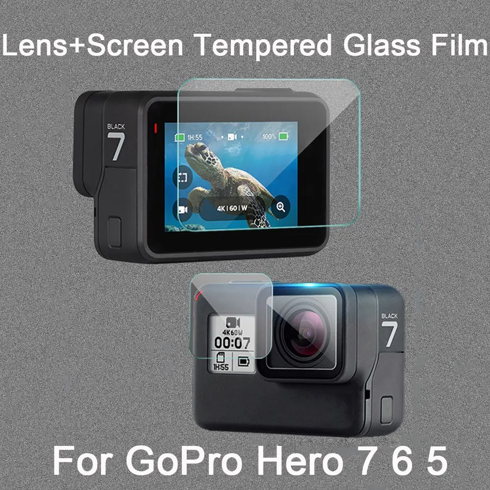 

Waterproof Untra-thin Anti-Scratch Screen+Lens Protector Tempered Glass Hardness Protective Film For GoPro Hero 7 6 5