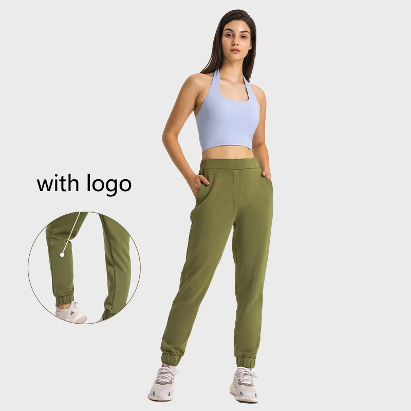 

Спортивные брюки с логотипом, женские осенне-зимние нейлоновые эластичные штаны для йоги, леггинсы для бега и фитнеса с боковыми карманами, уличные повседневные брюки